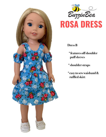 BuzzinBea WellieWishers Rosa Dress 14.5" Doll Clothes Pattern Pixie Faire