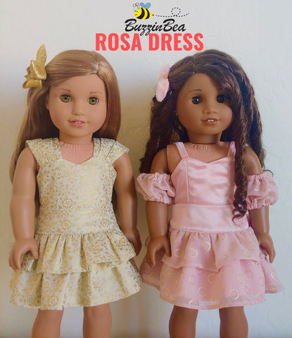 BuzzinBea 18 Inch Modern Rosa Dress 18" Doll Clothes Pattern Pixie Faire