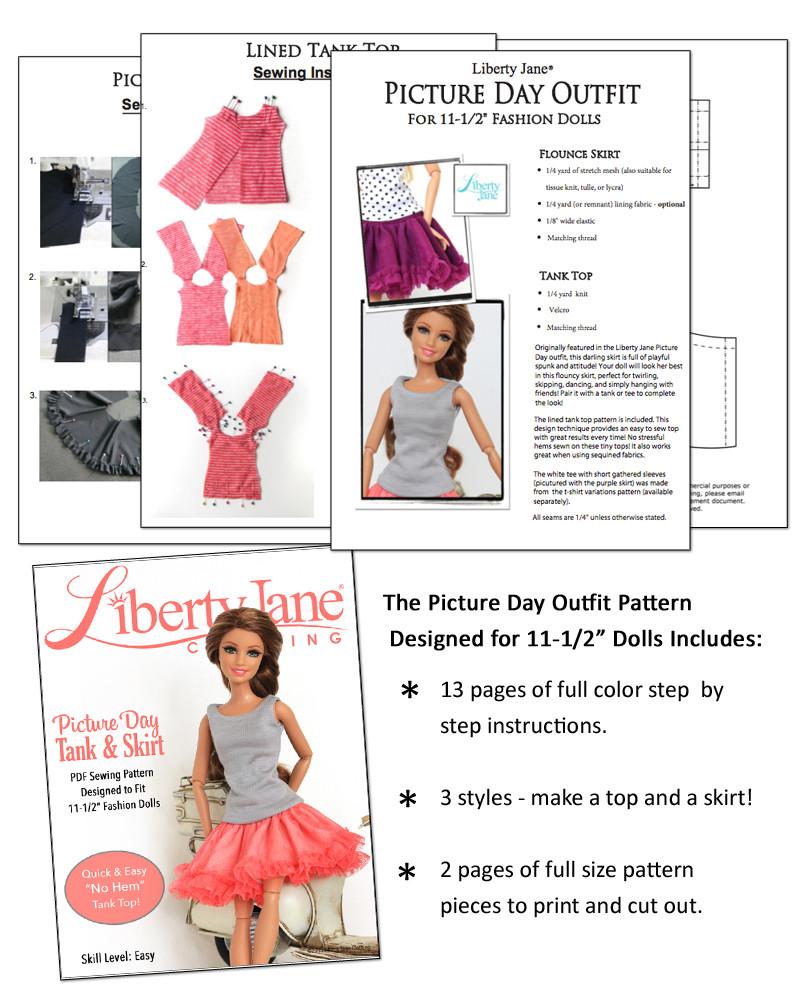Liberty Jane Barbie Picture Day Skirt & Tank for 11-1/2" Fashion Dolls Pixie Faire