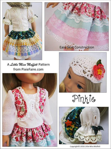 Little Miss Muffett WellieWishers Pinkie Dress 14.5" Doll Clothes Pattern Pixie Faire