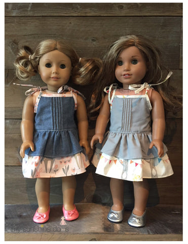 My Sunshine Dolls 18 Inch Modern Pintuck Ruffle Dress Pattern for 18" dolls and 23" My Sunshine Cloth Dolls Pixie Faire