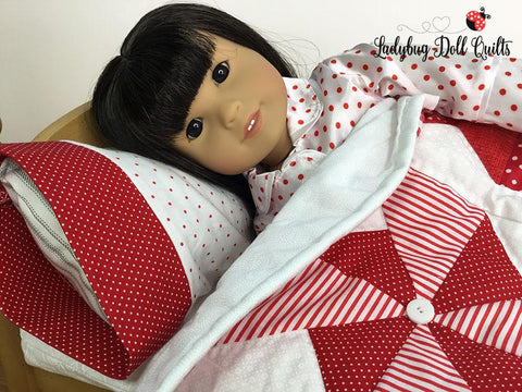 Ladybug Doll Quilts Quilt Pinwheel Party 18" Doll Quilt Pattern Pixie Faire
