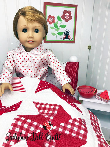 Ladybug Doll Quilts Quilt Pinwheel Party 18" Doll Quilt Pattern Pixie Faire