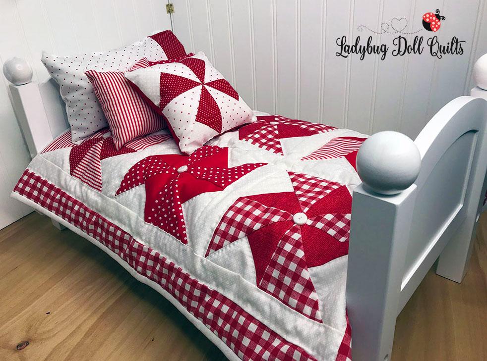 Ladybug Doll Quilts Quilt Pinwheel Party 18" Doll Quilt Pattern Pixie Faire