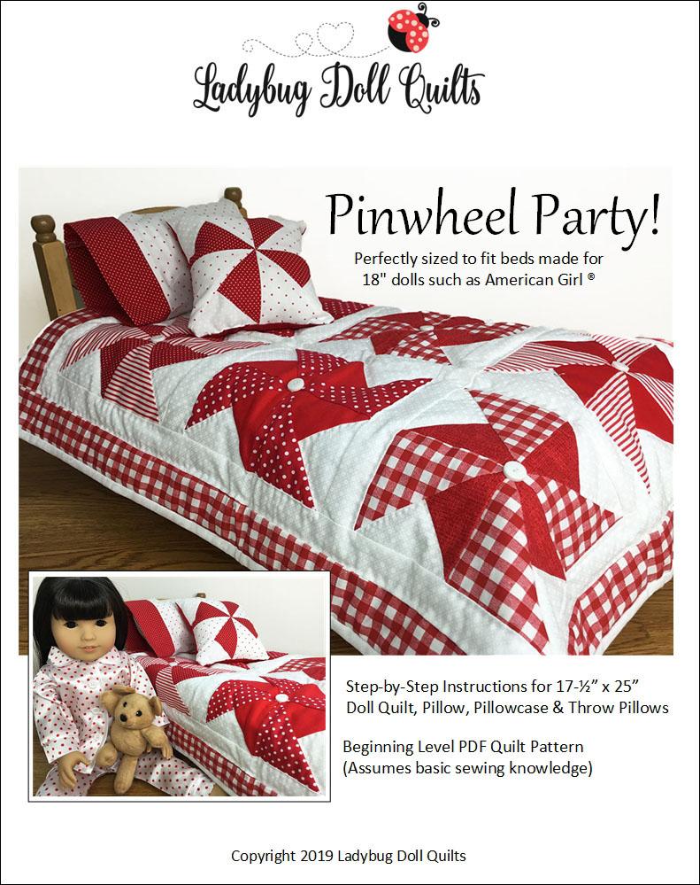 Ladybug Doll Quilts Quilt Pinwheel Party 18" Doll Quilt Pattern Pixie Faire