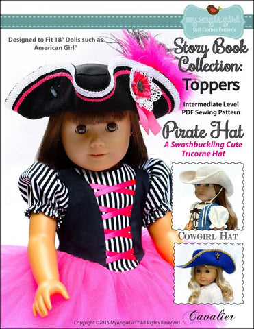 My Angie Girl 18 Inch Modern Pirate Hat Story Book Collection: Toppers 18" Doll Clothes Pixie Faire