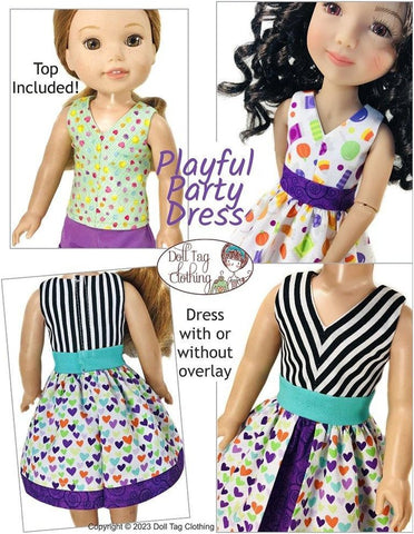 Doll Tag Clothing Ruby Red Fashion Friends Playful Party Dress Pattern 14.5-15" Doll Clothes Pattern Pixie Faire