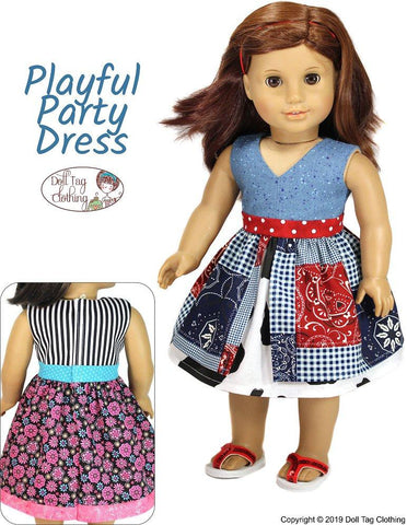 Doll Tag Clothing 18 Inch Modern Playful Party Dress 18" Doll Clothes Pattern Pixie Faire