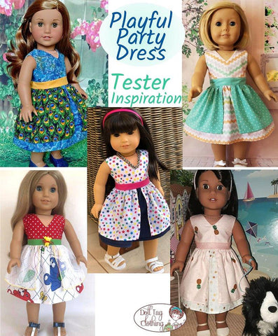 Doll Tag Clothing 18 Inch Modern Playful Party Dress 18" Doll Clothes Pattern Pixie Faire