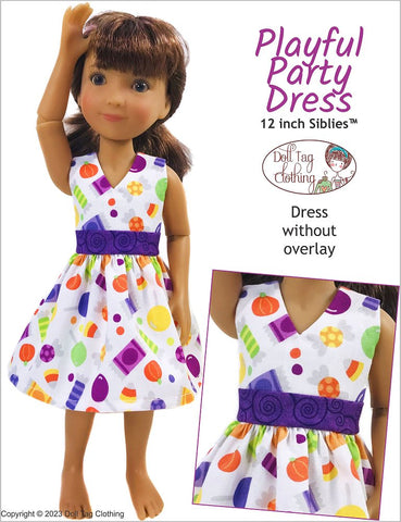 Doll Tag Clothing Siblies Playful Party Dress Pattern For 12" Siblies Dolls Pixie Faire