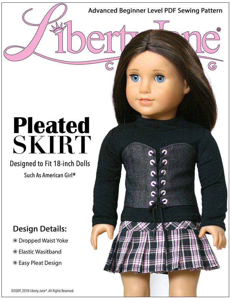 Pleated Skirt 18 inch Doll Clothes Pattern PDF Download
