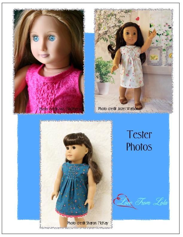 Love From Lola 18 Inch Modern Pleated Dress 18" Doll Clothes Pattern Pixie Faire