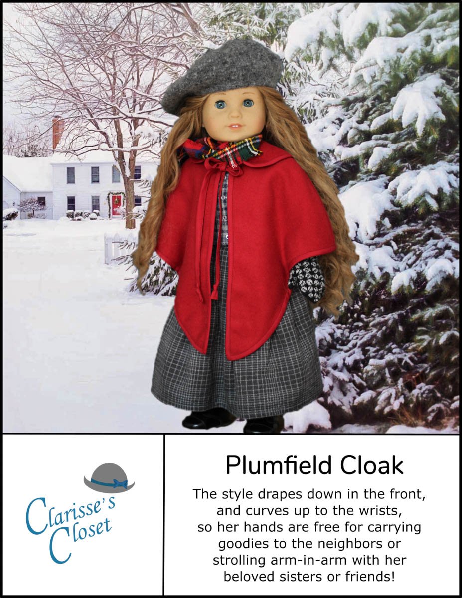 Clarisse's Closet 18 Inch Modern Plumfield Cloak 18" Doll Clothes Pattern Pixie Faire