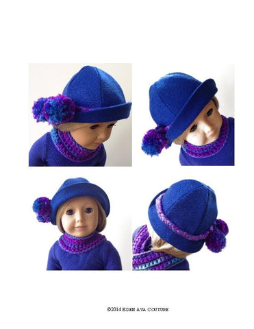 Eden Ava 18 Inch Historical Lady Rose's Pom Pom Cloche Hat 18" Doll Accessories Pixie Faire