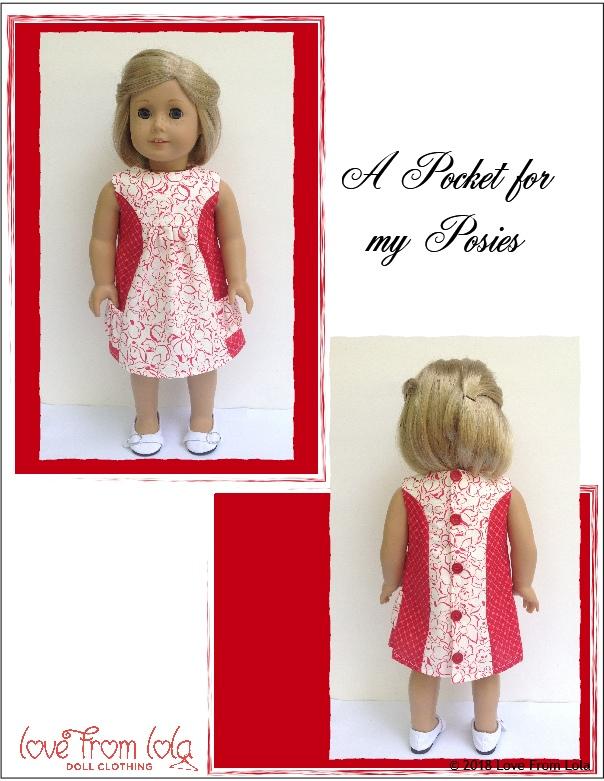 Love From Lola 18 Inch Modern A Pocket For My Posies 18" Doll Clothes Pattern Pixie Faire