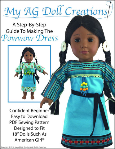 My AG Doll Creations 18 Inch Historical Powwow Dress 18" Doll Clothes Pattern Pixie Faire