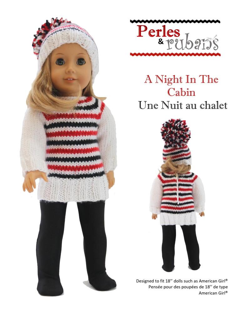 Perles & Rubans Knitting A Night in the Cabin 18" Doll Clothes Knitting Pattern Pixie Faire
