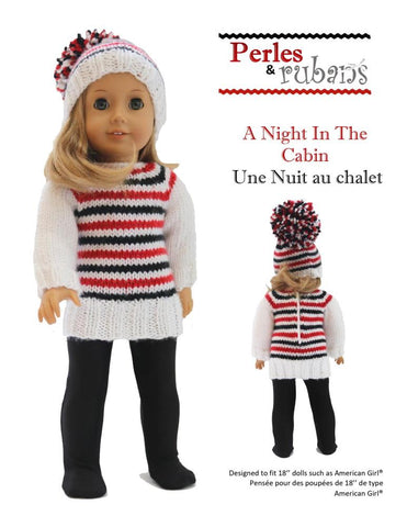 Perles & Rubans Knitting A Night in the Cabin 18" Doll Clothes Knitting Pattern Pixie Faire