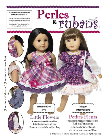 Perles & Rubans 18 Inch Modern Little Flowers 18" Doll Clothes Pattern Pixie Faire