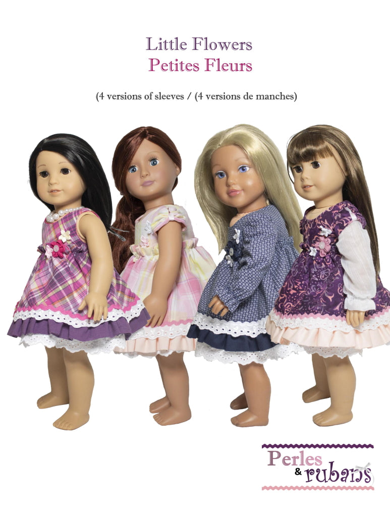 Perles & Rubans 18 Inch Modern Little Flowers 18" Doll Clothes Pattern Pixie Faire