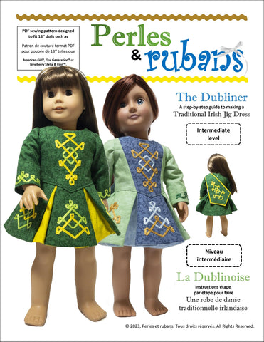 Perles & Rubans 18 Inch Historical The Dubliner Irish Jig Dress 18" Doll Clothes Pattern Pixie Faire