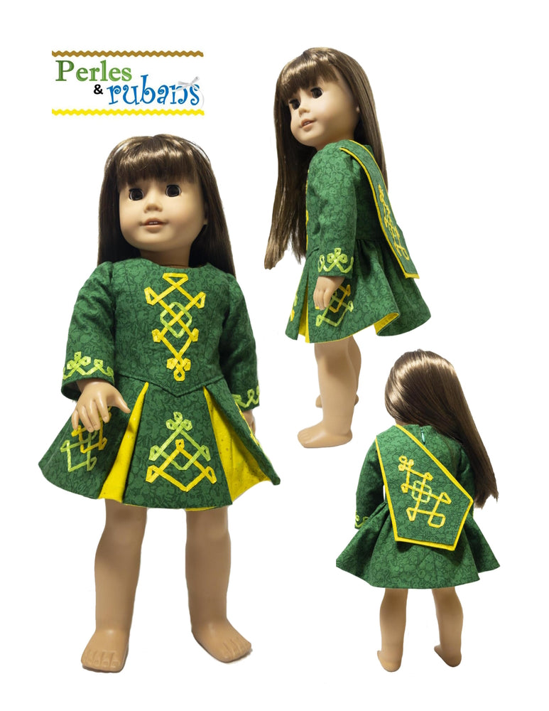 Perles & Rubans 18 Inch Historical The Dubliner Irish Jig Dress 18" Doll Clothes Pattern Pixie Faire