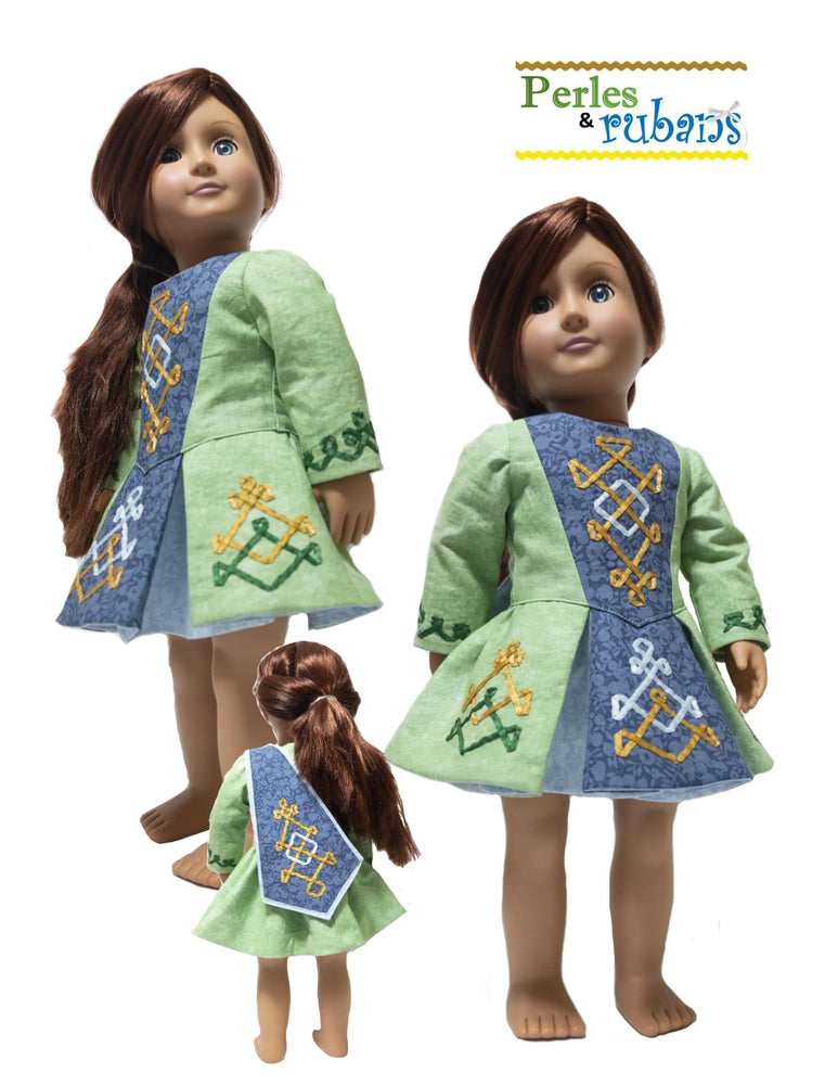 Perles & Rubans 18 Inch Historical The Dubliner Irish Jig Dress 18" Doll Clothes Pattern Pixie Faire
