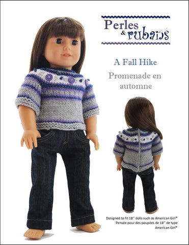 Perles & Rubans Knitting A Fall Hike 18" Doll Clothes Knitting Pattern Pixie Faire
