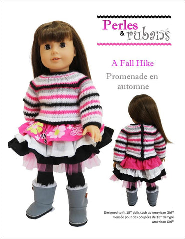 Perles & Rubans Knitting A Fall Hike 18" Doll Clothes Knitting Pattern Pixie Faire