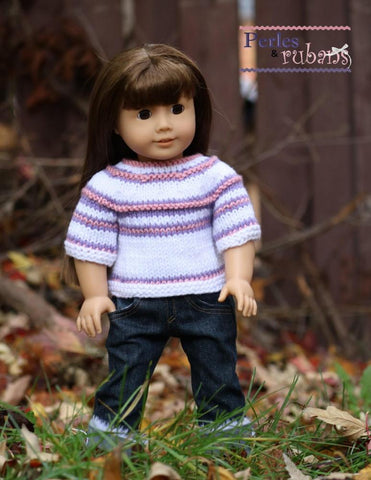 Perles & Rubans Knitting A Fall Hike 18" Doll Clothes Knitting Pattern Pixie Faire