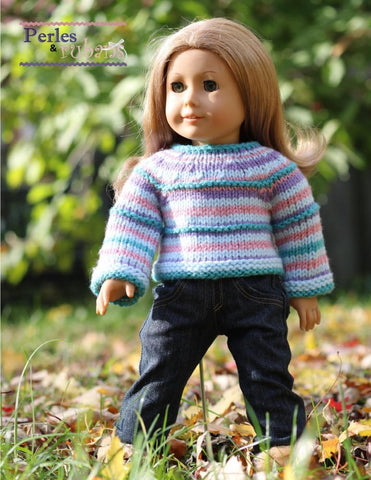 Perles & Rubans Knitting A Fall Hike 18" Doll Clothes Knitting Pattern Pixie Faire