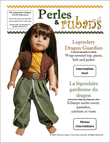 Perles & Rubans 18 Inch Modern Legendary Dragon Guardian 18" Doll Clothes Pattern Pixie Faire
