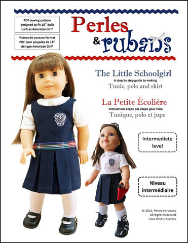 Perles & Rubans 18 Inch Modern The Little Schoolgirl 18" Doll Clothes Pattern Pixie Faire