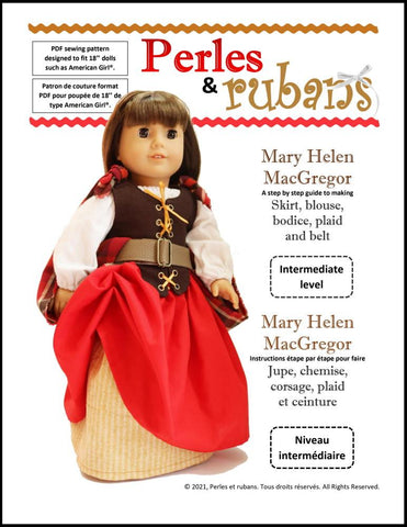 Perles & Rubans 18 Inch Historical Mary Helen MacGregor 18" Doll Clothes Pattern Pixie Faire