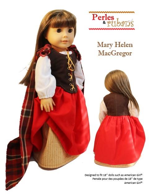 Perles & Rubans 18 Inch Historical Mary Helen MacGregor 18" Doll Clothes Pattern Pixie Faire
