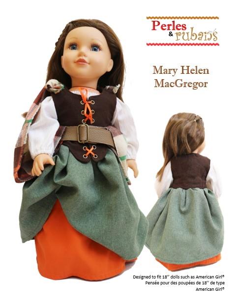 Perles & Rubans 18 Inch Historical Mary Helen MacGregor 18" Doll Clothes Pattern Pixie Faire
