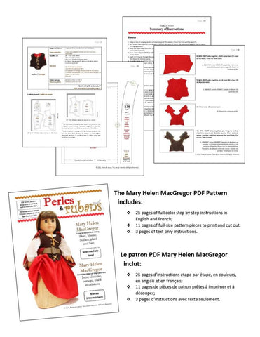 Perles & Rubans 18 Inch Historical Mary Helen MacGregor 18" Doll Clothes Pattern Pixie Faire