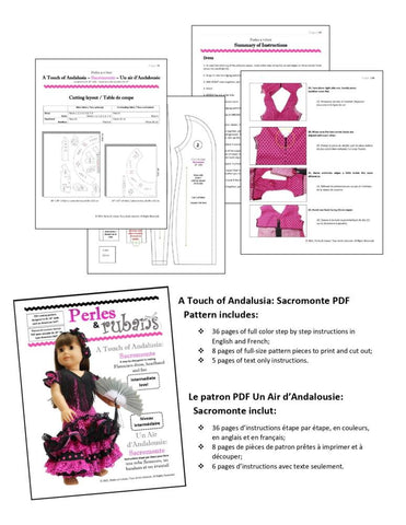 Perles & Rubans 18 Inch Historical A Touch of Andalusia: Sacromonte 18" Doll Clothes Pattern Pixie Faire