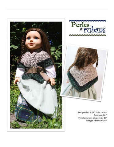 Perles & Rubans Knitting Scottish Shawls 18" Doll Clothes Knitting Pattern Pixie Faire