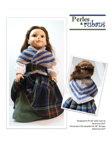 Perles & Rubans Knitting Scottish Shawls 18" Doll Clothes Knitting Pattern Pixie Faire