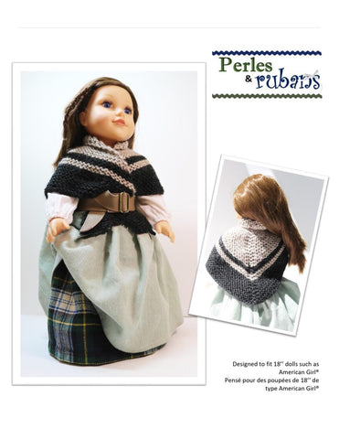 Perles & Rubans Knitting Scottish Shawls 18" Doll Clothes Knitting Pattern Pixie Faire