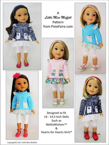 Little Miss Muffett WellieWishers Pretty Cute 14-14.5" Doll Clothes Pattern Pixie Faire