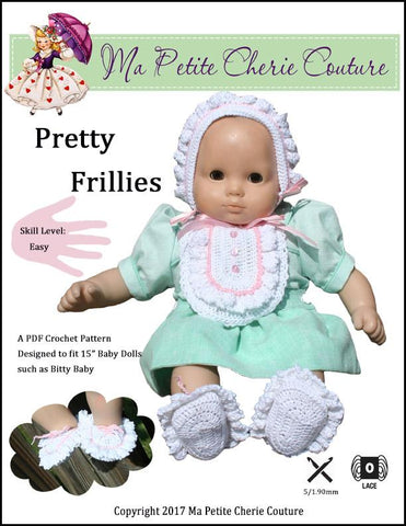 Mon Petite Cherie Couture Bitty Baby/Twin Pretty Frillies Crochet Pattern Pixie Faire