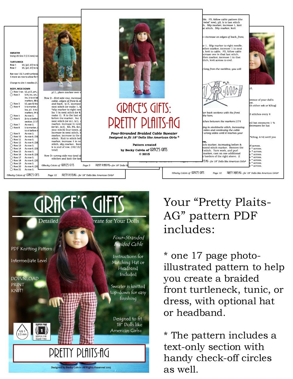 Grace's Gifts Pretty Plaits Doll Clothes Pattern 18 inch American Girl Dolls grace-s-gifts-pretty-plaits-doll-clothes-pattern-18-inch-american-girl-dolls