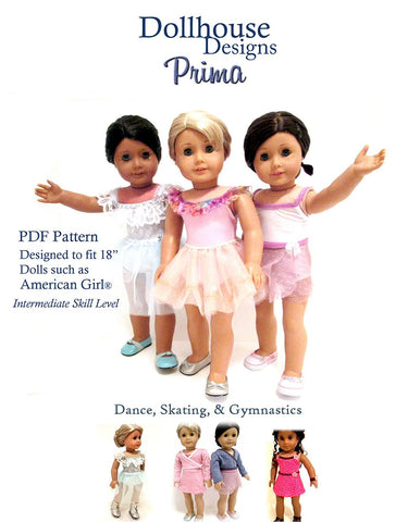 Dollhouse Designs 18 Inch Modern Prima Dancewear 18" Doll Clothes Pattern Pixie Faire