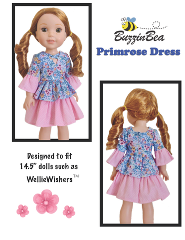 BuzzinBea WellieWishers Primrose Dress 14.5" Doll Clothes Pattern Pixie Faire