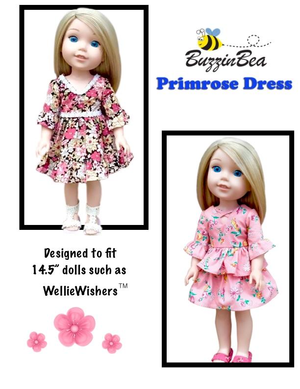 BuzzinBea WellieWishers Primrose Dress 14.5" Doll Clothes Pattern Pixie Faire