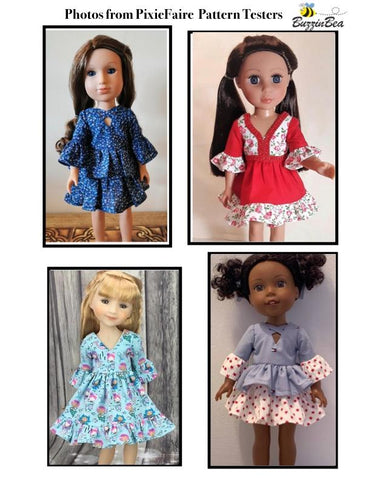 BuzzinBea WellieWishers Primrose Dress 14.5" Doll Clothes Pattern Pixie Faire
