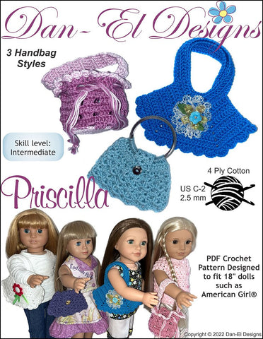 Dan-El Designs Crochet Priscilla 18 inch Doll Accessories Crochet Pattern Pixie Faire