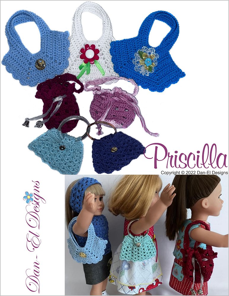 Dan-El Designs Priscilla Doll Accessories Crochet Pattern 18 inch American Girl Dolls